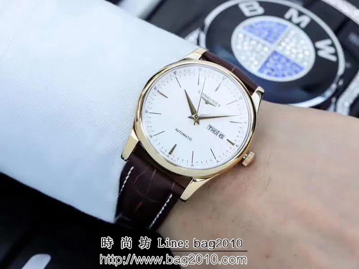 LONGINES浪琴 2018全新 簡約雙曆男士機械腕表 WSS1828